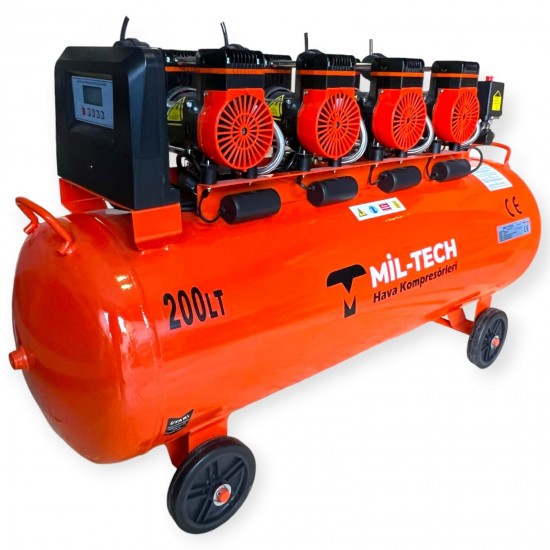 200 LT ULTRA SESSİZ 4 MOTORLU 6 BEYGİR HAVA KOMPRESÖRÜ 