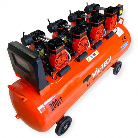 200 LT ULTRA SESSİZ 4 MOTORLU 6 BEYGİR HAVA KOMPRESÖRÜ 