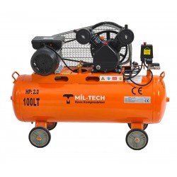 Mil-tech 100 Litre 2 Hp 8 Bar Çift Kafa Hava Kompresörü