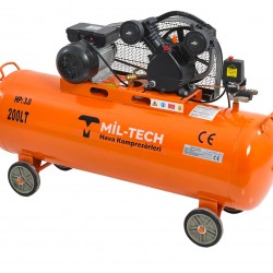 Mil-tech 200 Litre 3 Hp 8 Bar Çift Kafa Hava Kompresörü