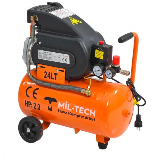 Mil-tech 24 Litre 2 Hp 8 Bar Hava Kompresörü